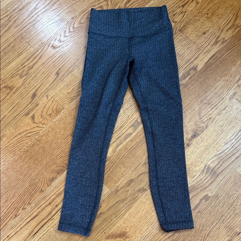 Lululemon Wunder Under High Rise Leggings Heathered Herringbone Print Size 6